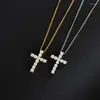 Pendant Necklaces Classic Tainless Steel Zircon Cross Necklace For Women Men Religion Crystal Link Chain Jewelry Family Gifts