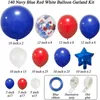 Andra evenemangsfestleveranser 145st Red White and Blue Balloon Garland Arch Kit för Nautical Party Baseball Party 4 juli Independent Day Decorations 230309