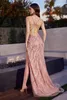 Сексуальное розовое брюшное платье русалки с новым громким вырезом с высоким расщеплением выпускных выпускных выпускных.