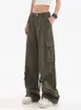 Calças femininas Capris Autumn vintage High Street Baggy Cargo Pants Mulheres Y2K Streetwear solto perna larga Pant feminina Casual Cargo reta Trouser 230309