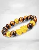 Strand Beaded Strands Vietnam Sand Gold 3D Pixiu Charms Brown Tiger Eye Braccialetto animale Trasferimento Feng Shui JewelryBeaded