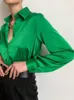 Women's Blouses 2023 Zomer Women Elegant Green Blouse -shirt met lange mouwen