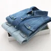 Kvinnors blusar skjortor Autumn långa ärmar casual denim skjorta kvinnor mode smal bomull dam skjorta plus storlek blå jeans toppar blue feminina 230309