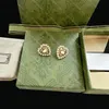 Retro Liebe Perle Stud Herz Form Creolen Gold Brief Briefmarken Eardrops Mit Box Set Liebhaber Geschenk Schmuck