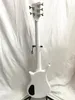 Niestandardowy biały 5 -strunowy elektryczny gitara czarna krata inkruste Chrome Tremolo Bridge