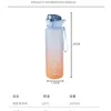 Water Bottles 1L Graduated Square Water Bottle Portable Travel Bottle Sports Fitness Water Cup Large Capacity Student Sports Water Cup 230309