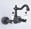 Bathroom Sink Faucets Oil Rubbed Bronze Wall Mounted Swivel Spout Faucet Double Handle Mixer Tap Nsf712