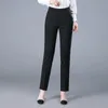 Damesbroeken Capris Aankomst Elegante potloodbroek voor vrouwen Hoge taille Werk Draag Zittevangen klassieke formele vaste rechte capris broek 230309