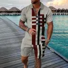 Mens Tracksuits Summer Tracksuit Suit Polo Shirt Overdimased 2 Piece Set for Business Casual Printed High Quality Fashion Outfits 230309