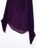 Women's Blouses Summer Shirt Purple Pleated Long Sleeve Lapel Loose Button Bowknot Decoration Blouse