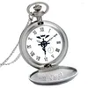 Pocket Watches Vintage Fullmetal Silver Watch Alchemist Clock Pendant Necklace Chain Christmas Gifts For Girls Boys