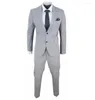 Costumes pour hommes gris hommes mélange de Polyester 2 pièces (manteau pantalon) revers cranté Traje Hombre costume formel coupe ajustée
