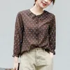 Damen Blusen Hemden Frühling/Sommer Koreanische Mode Damen 3/4 Ärmel Polka Dot Print Lose Bluse Süßes Peter Pan Neck Top V56 230406