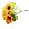 Fleurs décoratives têtes en plastique tournesol fleur artificielle faux Flores Bouquet Simulation décorer fête mariage décoration couronnes