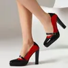 Dress Shoes Patent Leather Waterproof Platform Breathable High Heels Ultra-High Thick Heel Metal Buckle Material Classical Women Pumps