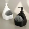 Distributeur de savon liquide 400 ml pompe plat rechargeable pour cuisine salle de bain salle d'eau noir et blanc 230308