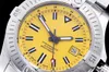 Breitling 45mm Zf usine Designer montre hommes cadran de montre automatique mécanique montre de sport boîtier en argent surface jaune foncé avec intensité lumineuse étanche Luxu