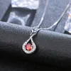 Pendant Necklaces Design Luxury Water Drop Necklace Women Red White CZ Zircon Heart Wedding Jewelry Gift For WomenPendant