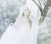 ステージウェアマイフアXueプラムブロッサム雪の中でシンプルなエレガントな白い衣装を着たマント付きの屋外テーマのポグラル
