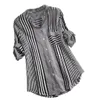 Blouses pour femmes Chemises imprimé rayé 4xl chemises de grande taille tunique hauts trois quarts bouton col en v chemisier mode décontracté chemises lâches pour les femmes haut Mujer 230309