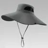 Szerokie brzegowe czapki Summer Outdoor o szerokości 14 cm Brim Vadet Kapelusz dla mężczyzn Wodoodporny przeciwwy