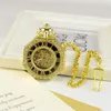 Pocket horloges luxe gouden mechanisch horloge voor mannen vrouwen holle wijzerplaat Roman zeshoekige keten fob keten hanglangklokcollectie cadeau