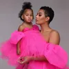 Abiti casual Tulle rosa Mini Mother And Me Off The Shoulder Puffy Po Shoot Vestaglie Abito da festa di compleanno su misuraCasual