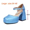 Klänningskor Summer Fashion Bekväma Sandaler Block Hälskor för kvinnor Tryckt Mary Jane High Heels Pumpar Big Size 43 44 45 47 230309