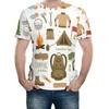 Erkek Tişörtleri Tees Kamp Ekipmanı Uyku Tulumu Botları Kamp Ateşi Kürek Hatchet Log Artwork Baskı Grafik Serin Etkinlik Yarışması Eur