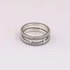 CZ Diamond Double Circle Pierścień dla Pandora Autentyczna biżuteria na przyjęcie weselne dla kobiet Pierścieczy prezentowe Pierścienie z oryginalnym zestawem