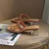 Kledingschoenen blokhakken sandalen dames veelzijdige temperament vierkant teen open hoge zomer uit het deler worden