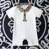 Cute Baby Boys Girls Plaid Rompers Summer Toddler Short Sleeve Jumpsuits Cotton Infant Turn-Down Collar Onesies Newborn Clothes 0-24 Months