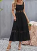 Casual Dresses Summer Boho Long Dress Women Elegant Beach Sundress Sexy Sleeveless Backless Hollow Out Lace Ladies Party Evening180A