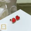 Mesdames Designer forme de coeur Boucles d'oreilles en argent sterling amour rouge diamant boucle d'oreille anneau d'oreille pour les femmes de qualité