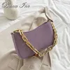 Evening Bags Luxury Handbag Women Design Retro Leather Bag Stone Pattern Thick Chain Shoulder Small Hobo Purses