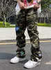 Jeans pour hommes Camo Pantalon Baggy Hip Hop Pantalon pour hommes Oversize Cargo Streetwear Denim Y2k Homme Trendyol Femme Casual Vert 230309