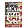 طلاء Metal Painting 66 Plaque America's Mother Road Vintage Metal Tin Signs Bar Cafe Home في الهواء الطلق ديكور تاريخي طريق الجدار الفني الملصق 30x20cm W03