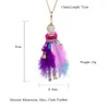 Pendant Necklaces Multicolored Rhinestone Feather Long Dress Doll Handmade French Paris Girl Collares For Women Jewelry Bijoux