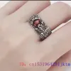 Klaster Pierścienie Czerwone Jade Akcesoria Designer Vintage Regulowany pierścień Pierścień Biżuteria Luksus 925 Srebrny urok Prezent Kobiety Kamień Amulet