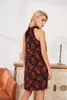 Casual Dresses Red Printed Women Mini Dress Halter Neck Sleeveless Summer Lace Up Party Elegant