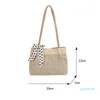 Evening Bags Ladies Summer Casual Straw Woven Top-handle Handbag Vintage Silk Ribbon Large Capacity Shoulder Underarm For WomenEvening