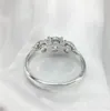 2CTW 6,5 mm rundklippt engagemang Wedding Moissanite Diamond Ring Double Halo Ring Platinum Plated Silver