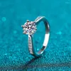 Bagues de grappe WEAINY Classic 1 Bague en diamant Moissanite S925 Argent sterling Femme D Imitation de proposition de couleur