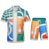 Mens Casual Ruos Casuais Camisa Men e shorts Definir nova camisa havaiana de impressão havaiana de verão Casual Principal Machone Sets Plus 688