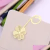 Закладка 1PC Новая четырехлистная чтение Metal Clip Gift Book Mark для детей Jlltjp Drop Delivery 202 Dhkui