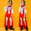 Stage Draag Chinese stijl hiphop kleding voor meisjes rode outfits jazzdans kostuums festival kleding balzaal hiphop oefenjurk dqs7572