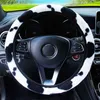 37-38Cm Universal Car Steering Wheel Cover Without Inner Ring Cow Pattern Plush Update Elastic Car Handle Cover