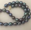Catene Gioielli di moda Stupenda collana di perle barocche di Tahiti da 12-13 mm Nero Blu Rosso da 18 pollici in argento 925