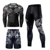Mens Tracksuits 23PCS Men Tracksuit Compression Set Workout Sportswear Gym Clothing Fitness Long Sleeve Tight Top Waist Leggings Sports Suits 230308