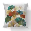 Pillow Ginkgo Biloba Polyester Cover 45x45cm Black Golden Leaves Waist Case Living Room Chair Sofa Home Decoration